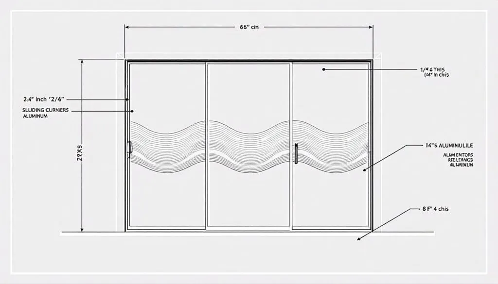 A visual representation of typical sliding glass door dimensions.