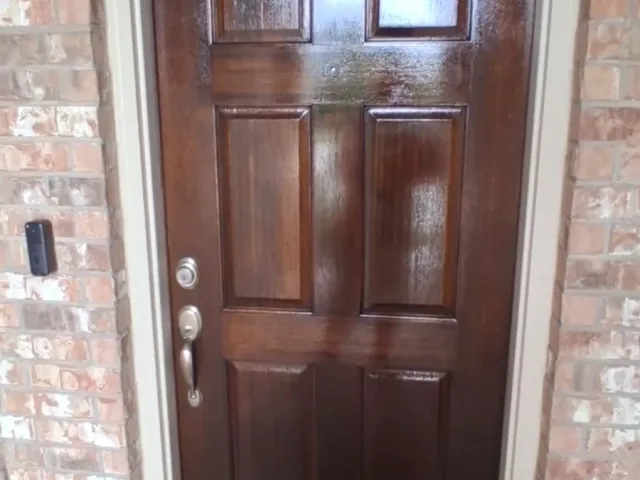 Exterior wood door repair and refinishing