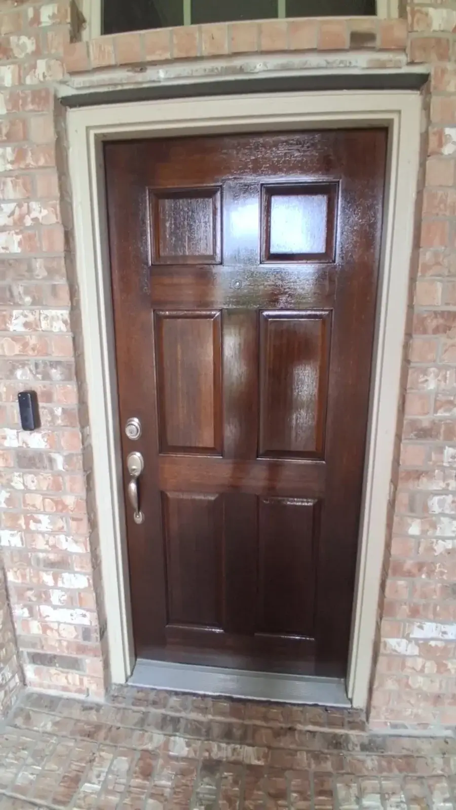 Exterior wood door repair and refinishing in Houston