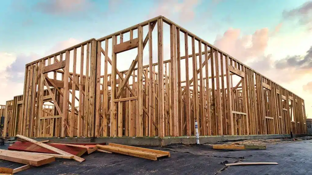 A residential home frame