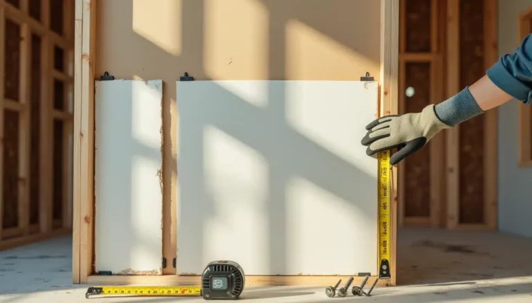 Contractor showing different thicknesses of drywall.