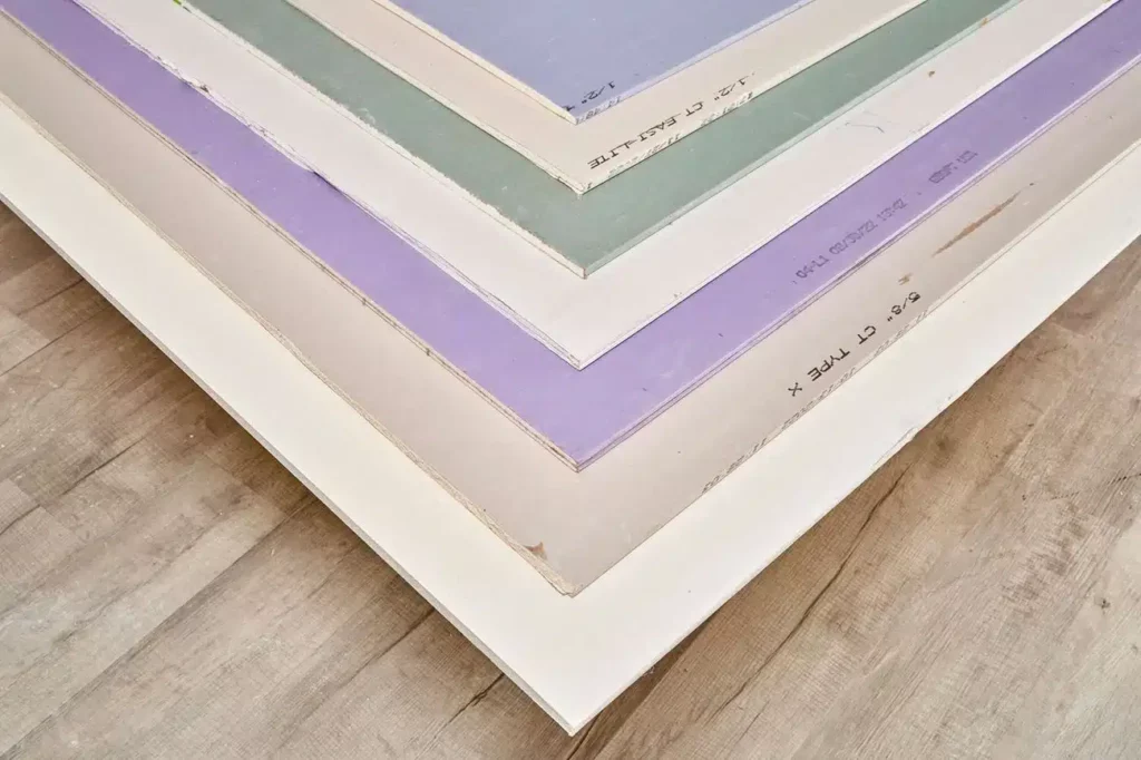 Several different drywall sizes