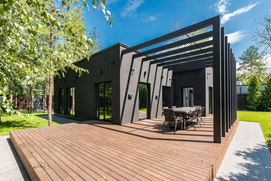 Fort Worth backyard wooden deck and patio