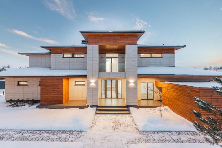 Winter home exterior in Plano, Texas